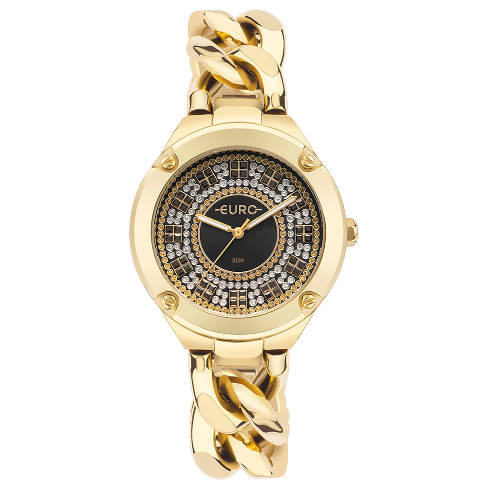 Relógio Euro Feminino Chains Dourado