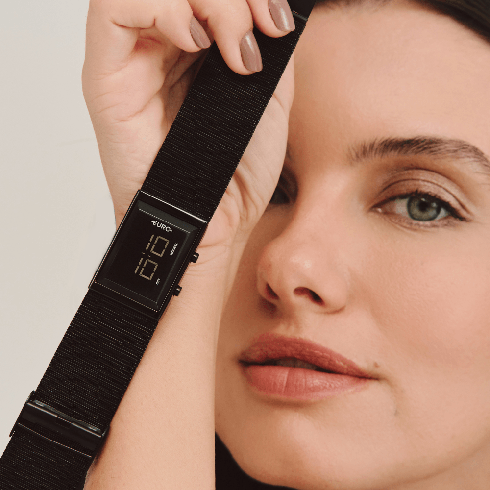  Imagem de fundo- Relógio Euro Feminino Fashion Fit Glam Preto 