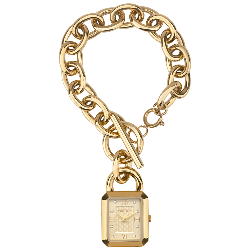 Relógio Euro Feminino Chains Dourado