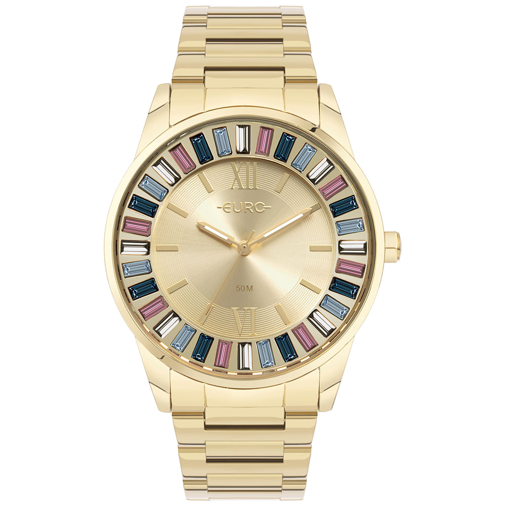 Relógio Euro Feminino Stones Dourado