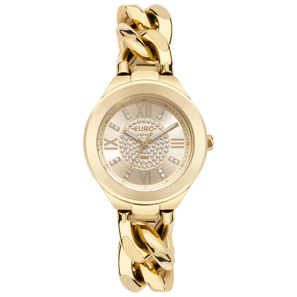 Relógio Euro Feminino Chains Dourado