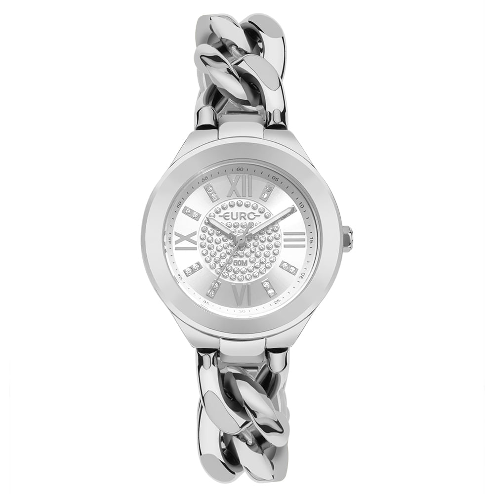 Relógio Euro Feminino Chains Prata