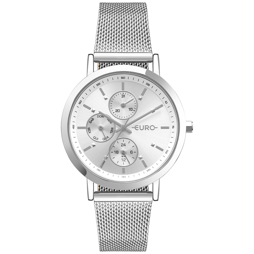 Relógio Euro Feminino Multiglow Prata