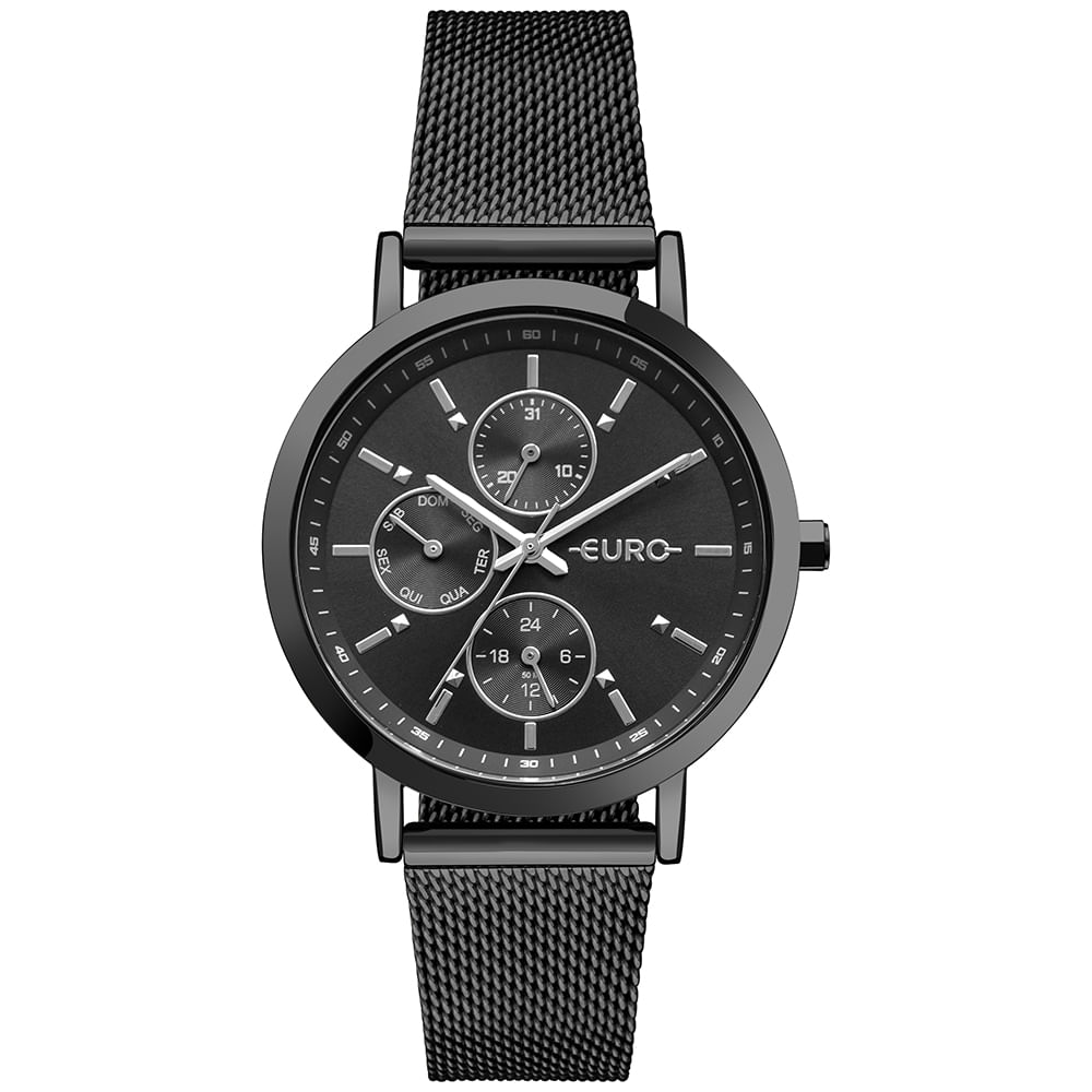Relógio Euro Feminino Multiglow Preto
