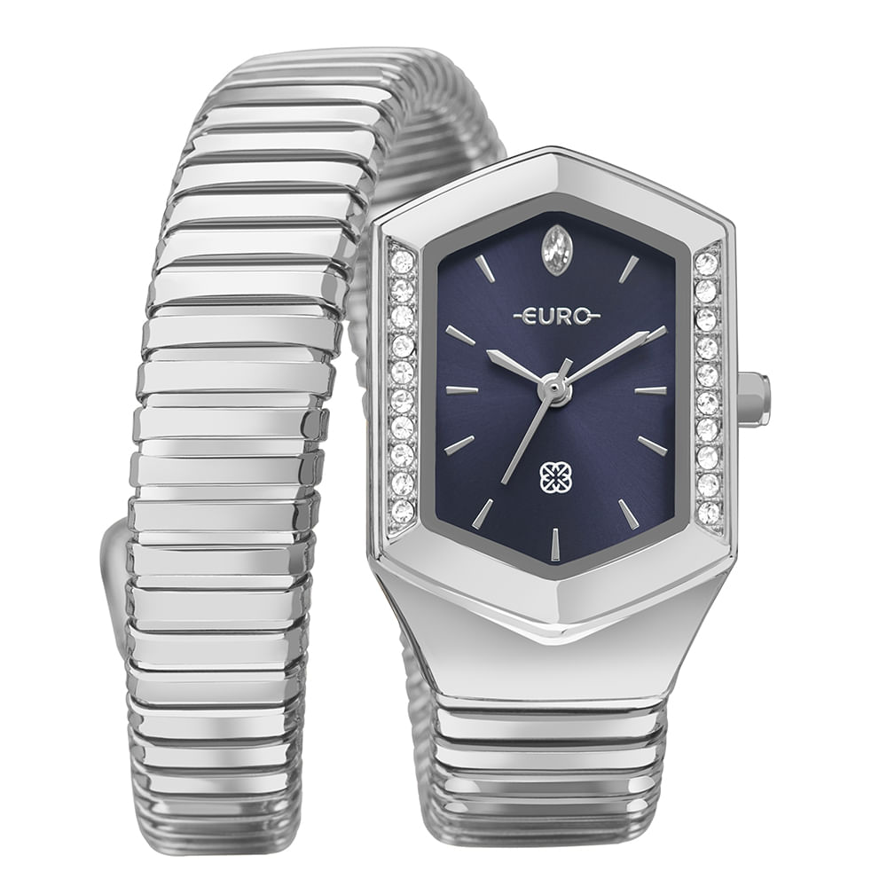Relógio Euro Feminino Serpentes Prata