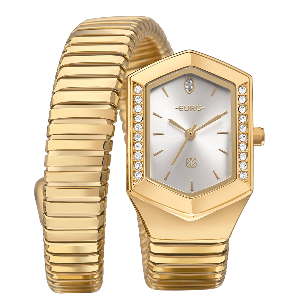 Relógio Euro Feminino Serpentes Dourado