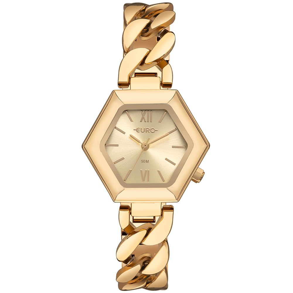 Relógio Euro Feminino Chains Dourado