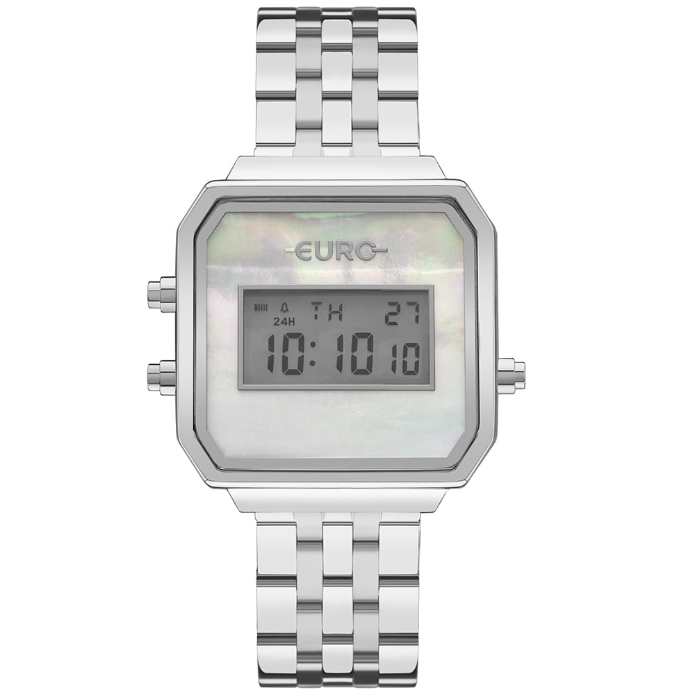Relógio Euro Feminino Fashion Fit Glam Prata