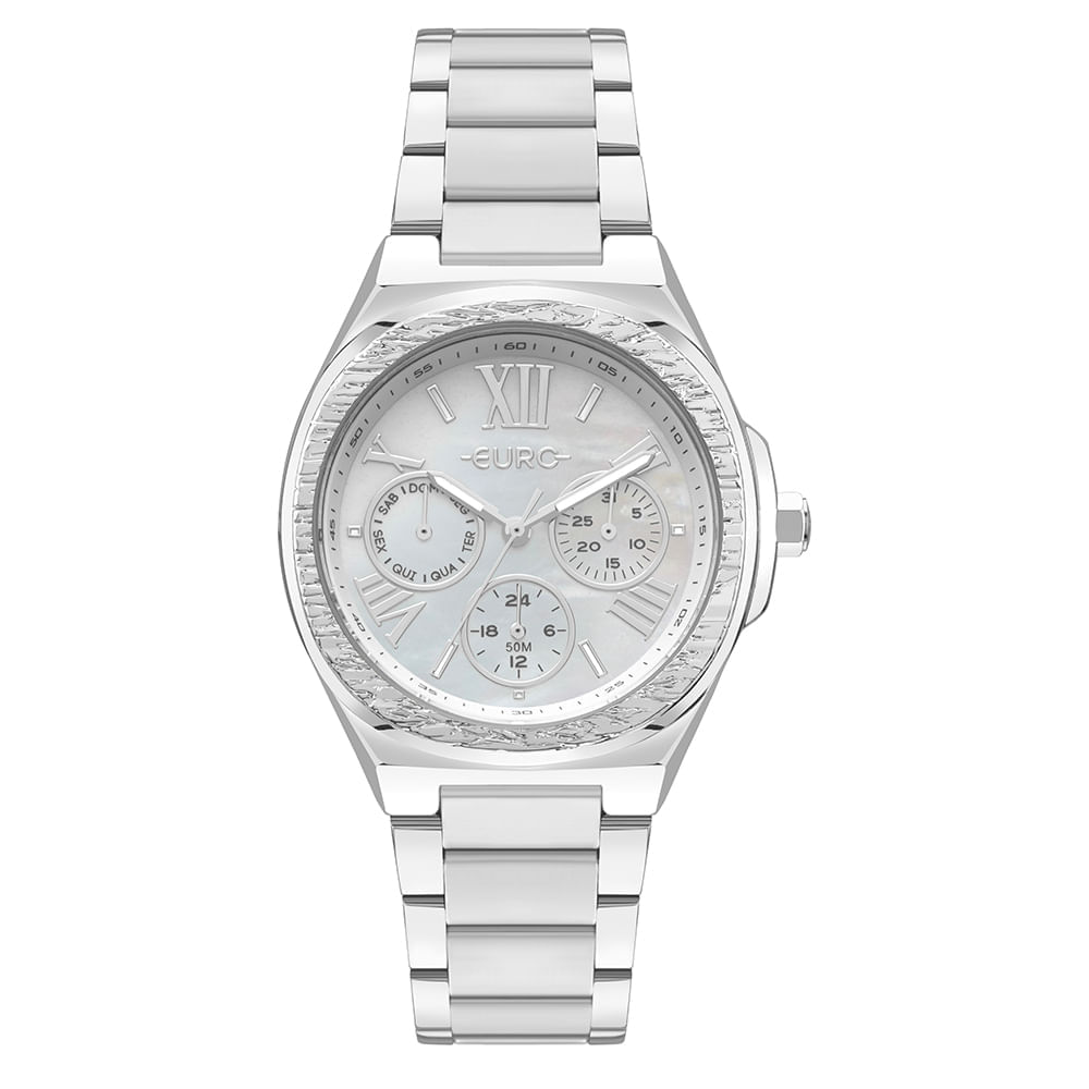 Relógio Euro Feminino Multiglow Prata