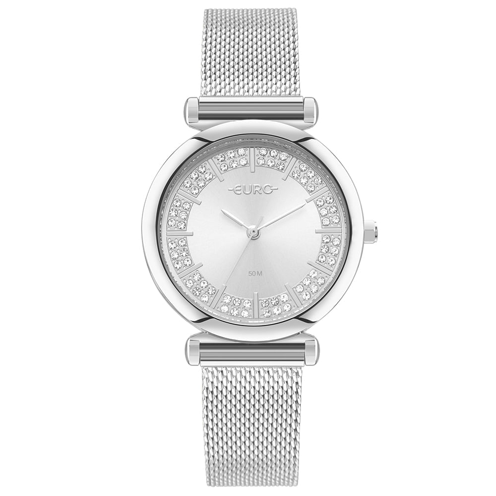 Relógio Euro Feminino Stones Prata