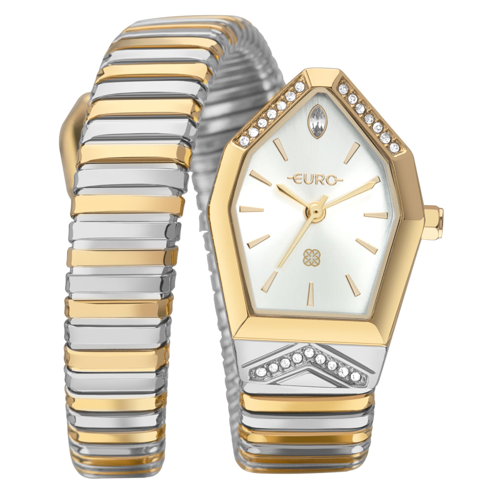 Relógio Euro Feminino Serpentes Bicolor
