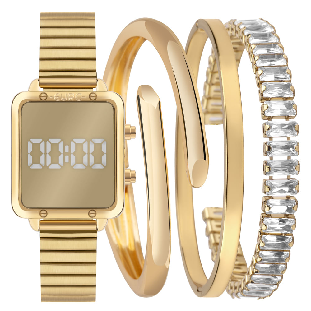 Relógio Euro Feminino Soul Digital Dourado
