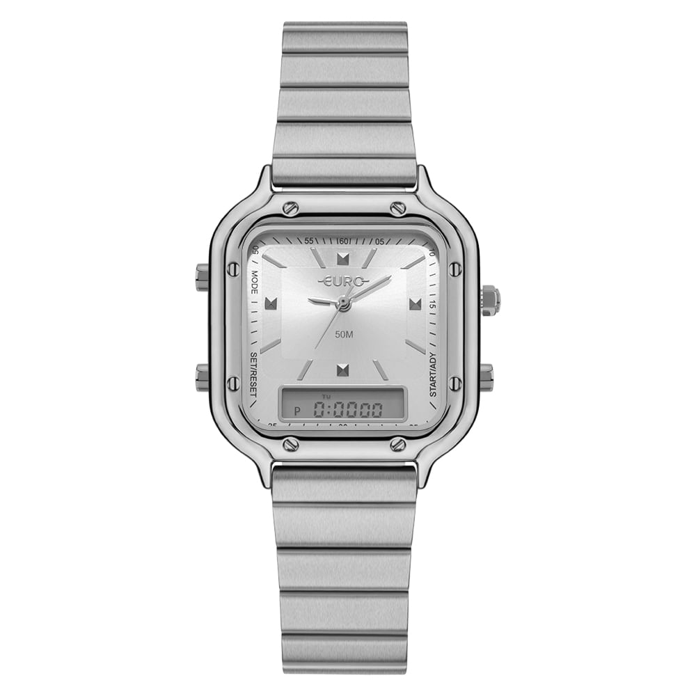 Relógio Euro Feminino Fashion Fit Sporty Prata