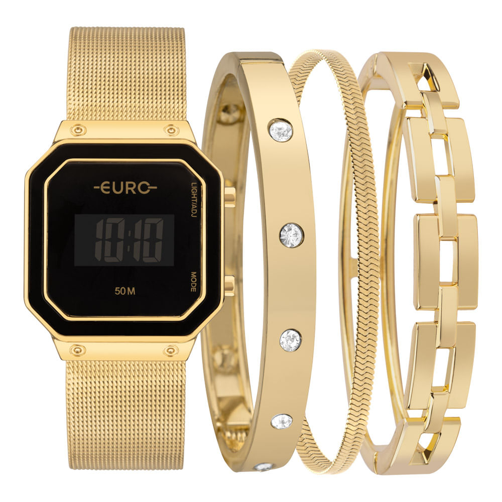 Relógio Euro Feminino Soul Digital Dourado