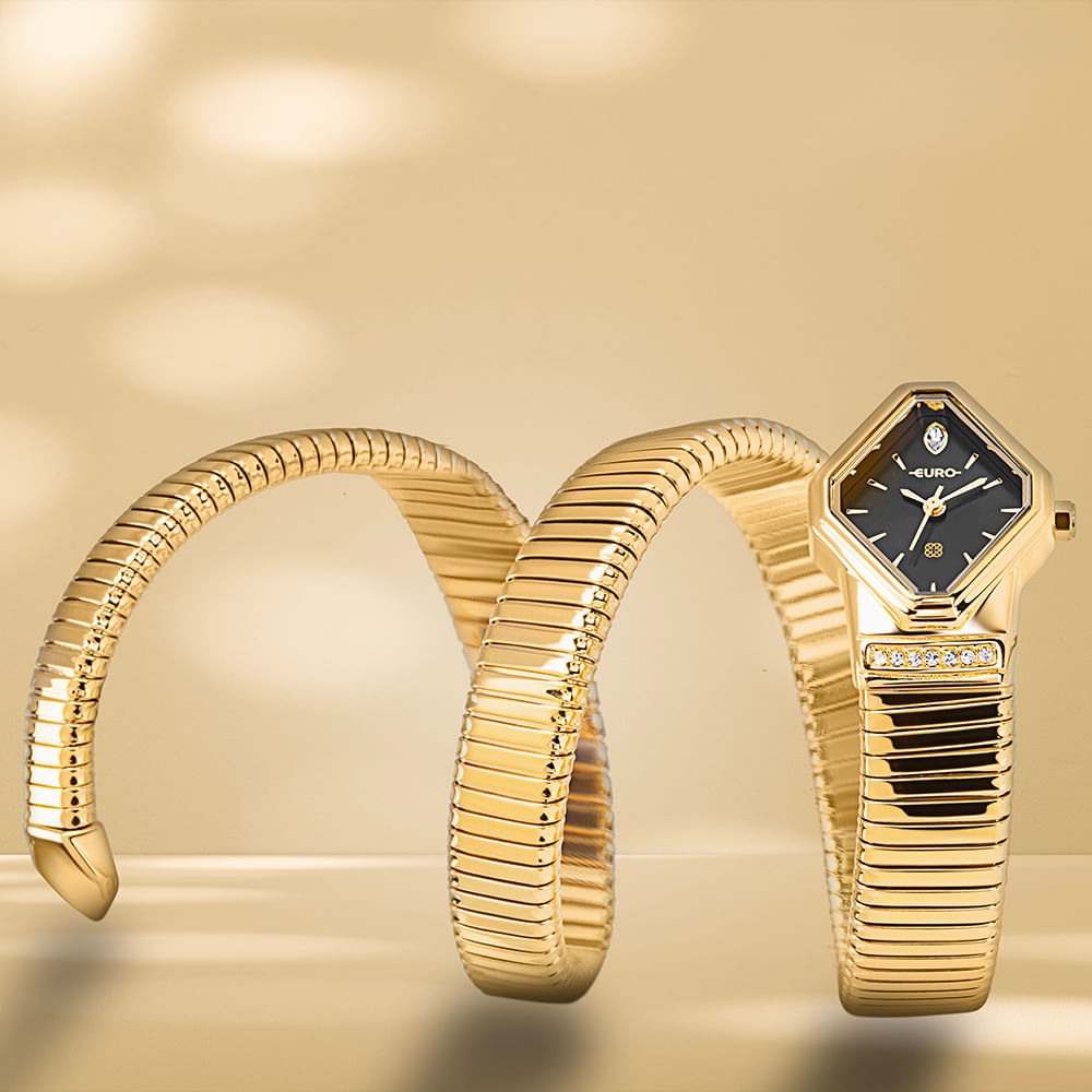 Relógio Euro Feminino Serpentes Dourado