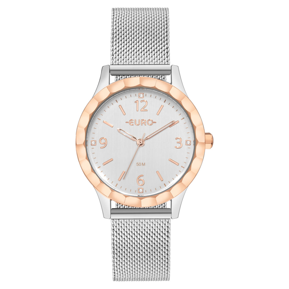 Relógio Euro Feminino Glitz Bicolor